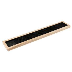 Bar Mat - Deluxe Black Rubber with Wooden Trim