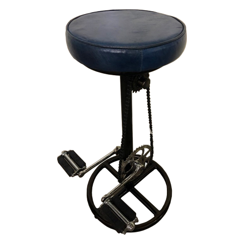 Bar Stool With Bike Pedals And Leather Seat, Bar Stools With Bike Pedals