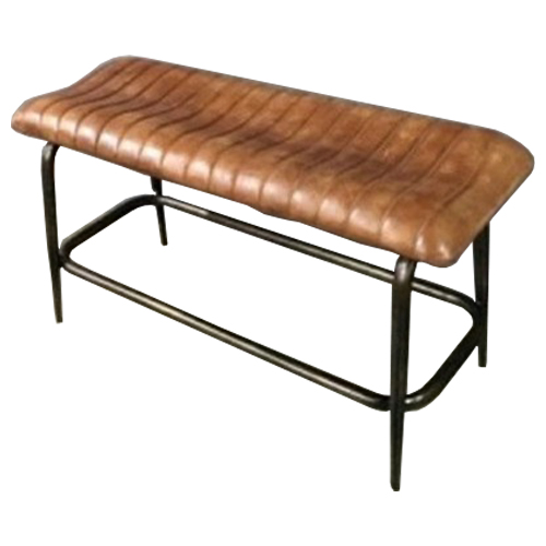 Brown Leather Bar Bench