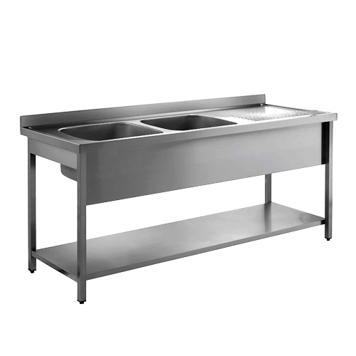 Inomak Stainless Steel Double Bowl Catering Sinks on Legs