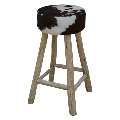 Cowhide And Wood Bar Stool Black, Black And White Cowhide Bar Stools